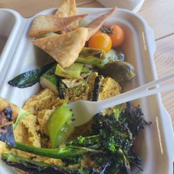 Iggy's  Alive & Cultured - Turmeric hummus with charred veggies and fried pita wedges