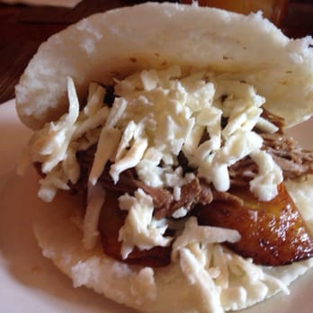 Arepas Cafe - Arepas with beef and sweet plantains covered in white cheese amazing! - Venezuelan Near Me - Astoria, New York