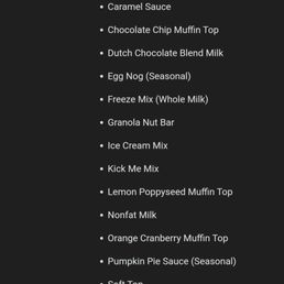 List of products that are NOT dairy-free.