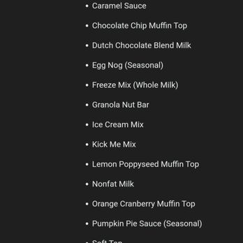 Dutch Bros Coffee - List of products that are NOT dairy-free. - Juice Bars & Smoothies Near Me - Cedar Hill, Texas