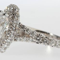 The Gem Lab - From Phil S. - pear shape diamond ring with dual halo