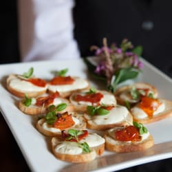 Vinwood Caterers - Tomato, mozzarella, and basil crostini