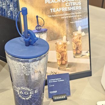 CHAGEE Modern Teahouse - Buy a Blue Glass Tumbler ($49.95), get two Peach Oolong Citrus Teafreshers for free. 7/9/2026 - Coffee & Tea Near Me - Mission Viejo, California CHAGEE Modern Teahouse - Buy a Blue Glass Tumbler ($49.95), get two Peach Oolong Citrus Teafreshers for free. 7/9/2026 - Coffee & Tea Near Me - Mission Viejo, California