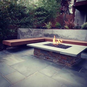 Shambhala Landscapes - my specific design asks - an angled back to the concrete bench, and the cantilevered bench - just like I pictured it! - Landscaping Near Me Shambhala Landscapes - my specific design asks - an angled back to the concrete bench, and the cantilevered bench - just like I pictured it! - Landscaping Near Me