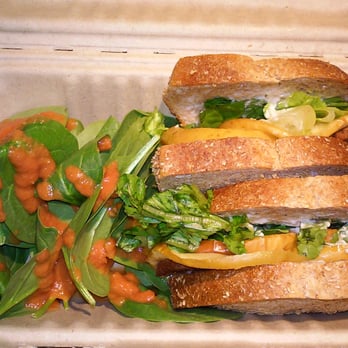 Naked Lunch - Fakin bacon sandwich hold the cheese. Tomato vinaigrette dressing on the greens. - Vegan Near Me - Bryn Mawr, Pennsylvania Naked Lunch - Fakin bacon sandwich hold the cheese. Tomato vinaigrette dressing on the greens. - Vegan Near Me - Bryn Mawr, Pennsylvania