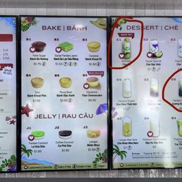 What listed on menu
