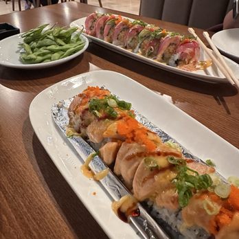 Sakura House Sushi & Grill - Baked salmon roll, Valle Vista roll and edamame - Japanese Near Me - Hemet, California