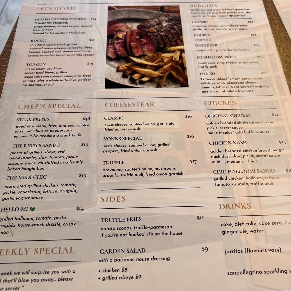 Vonns - Menu - Burgers Near Me - Vancouver, British Columbia Vonns - Menu - Burgers Near Me - Vancouver, British Columbia