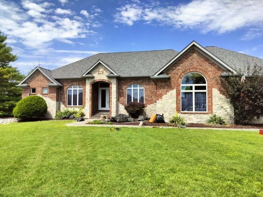 ROOF REPLACEMENT - THE ROOF HAD HAIL DAMAGED ON THE HOUSE AND POOL HOUSE AND NEEDED TO BE REPLACED. WE TORE SHINGLES AND FELT OFF DOWN TO THE DECK ON HOUSE AND POOL HOUSE. REINSTALLED NEW SYNTHETIC FELT OWENS CORNING SHINGLES DRIP EDGE AND RIDGE VENT ON THE HOUSE AND POOL HOUSE