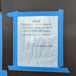 McCully Pool - Closure events