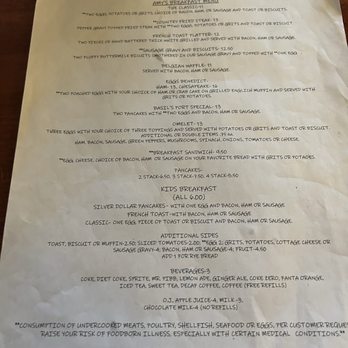 Amy's Cafe - Menu - New American Near Me - Falmouth, Virginia