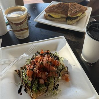 Taste Cafe - The Classic Avocado Toast The Chimi Steak & Eggs Cafe Latte - Breakfast & Brunch Near Me - Miami Beach, Florida