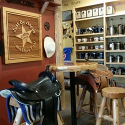 Cabin Coffee Company - Saddle seats for all those cowboys.