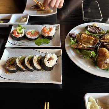 Sushi Yu - salmon roll, Eel and Avocado Roll and Baked Green Mussels - Japanese Near Me - Alhambra, California