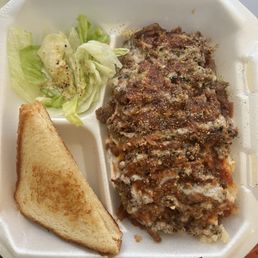 Brisket potato w salad and bread Brisket potato w salad and bread