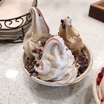 Yoga-urt - Small - with all 6 flavors (chocolate, PB prana, coffee, strawberry, vanilla & salted caramel zen) - cacao nibs and coconut - Ice Cream & Frozen Yogurt Near Me - Glendale, California