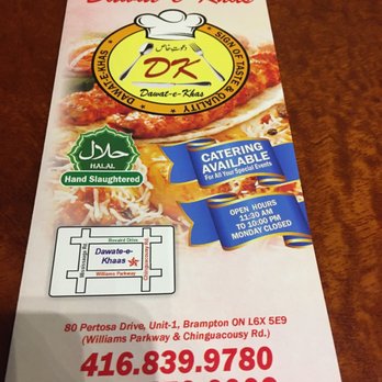 Dawat-e-Khas BBQ - ows the menu - Pakistani Near Me - Brampton, Ontario