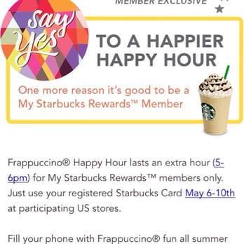 Starbucks - Extra one happy hour - Coffee & Tea Near Me - Burbank, California Starbucks - Extra one happy hour - Coffee & Tea Near Me - Burbank, California
