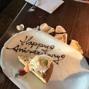 Trattoria Sofia - An example of above and beyond service - a surprise dessert to commemorate our anniversary - Italian Near Me - Houston, Texas Trattoria Sofia - An example of above and beyond service - a surprise dessert to commemorate our anniversary - Italian Near Me - Houston, Texas