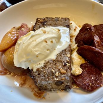Little Collins - French toast situation - weird that they put the Sucuk sausage directly in the cream, but still delicious. - Breakfast & Brunch Near Me - Amsterdam, New Hampshire