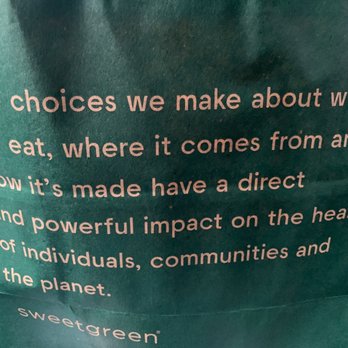sweetgreen - Healthy Salads, Wraps, and Bowls - Bag with a message - Salad Near Me - Brooklyn, New York sweetgreen - Healthy Salads, Wraps, and Bowls - Bag with a message - Salad Near Me - Brooklyn, New York