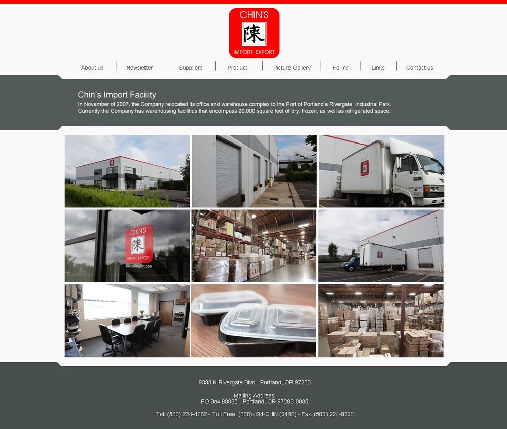 CHIN’S IMPORT EXPORT COMPANY Updated September 2024 9333 N Rivergate Blvd, Portland, Oregon