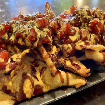 Kehau's Kitchen - Poke Nachos were enough to share with many friends! - Hawaiian Near Me - Aiea, Hawaii