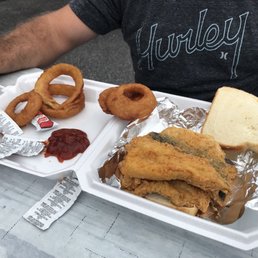 a tray of fried food