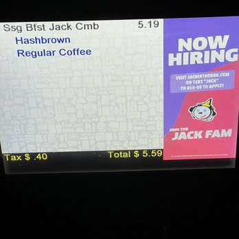 Jack in the Box - Screen says $5.19 but menu says $4.99 - Fast Food Near Me - Sacramento, California Jack in the Box - Screen says $5.19 but menu says $4.99 - Fast Food Near Me - Sacramento, California