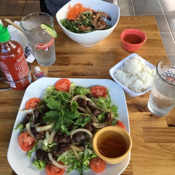 Pho 99 - Beef cubes over lettuce and shrimp vermicelli - Vietnamese Near Me - Sarasota, Florida Pho 99 - Beef cubes over lettuce and shrimp vermicelli - Vietnamese Near Me - Sarasota, Florida