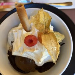 La Table de Perraud - Chocolate ice cream and whipped cream.