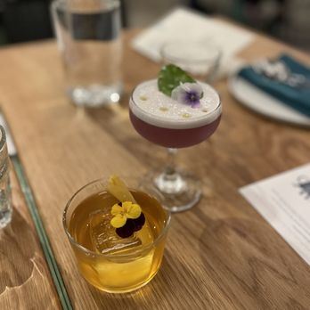 Jo's Modern Thai - Makrut Three Ways (purple one) and Laurel Punch... both delicious - Thai Near Me - Oakland, California Jo's Modern Thai - Makrut Three Ways (purple one) and Laurel Punch... both delicious - Thai Near Me - Oakland, California