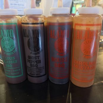 Alamo Texas BBQ and Tequila Bar - Their 4 homemade sauces - Barbeque Near Me - Brookline, New Hampshire Alamo Texas BBQ and Tequila Bar - Their 4 homemade sauces - Barbeque Near Me - Brookline, New Hampshire