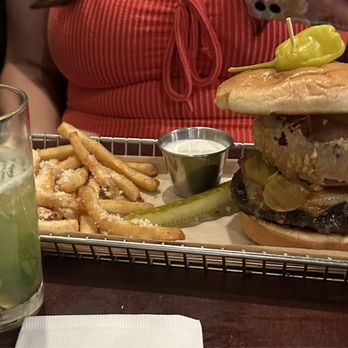 Hops Burger Bar - Pickleback burger - Burgers Near Me - Greensboro, North Carolina Hops Burger Bar - Pickleback burger - Burgers Near Me - Greensboro, North Carolina