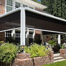 Southwestern Home Products - Motorized pergola with solar shades heaters fan and LED light kit. All automated via app.