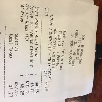 Bob's Bitchin' BBQ - Be sure to specify your liquor preference or they'll gladly give/charge you premium. - Barbeque Near Me - Dodgeville, Wisconsin