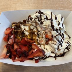 Bonjour Waffles - Nutella Lover ($9.99) with added Fruit ($1.00) 3.17.23