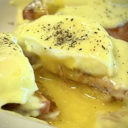 Pappa Yolk's Grill - Eggs Benedict: Beautifully cooked egg.  This yolk is dressed to impress!