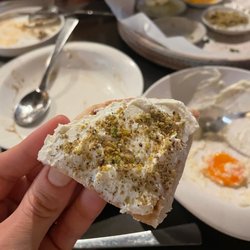 Shouk - Pita with goat cheese and dukkah