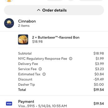Cinnabon - Was supposed to be buy one get one free. I'm am getting deny by DoorDash a refund. It not only tastes horrible but I only received one. - Bakeries Near Me - Staten Island, New York