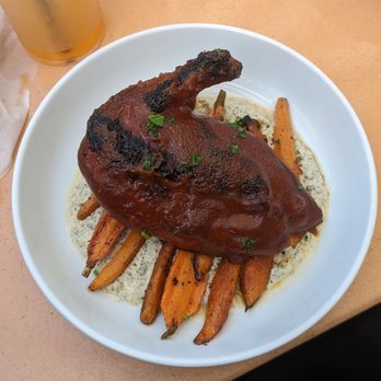 Hello, Sailor - Miso BBQ smoked chicken breast cumin roasted carrots cilantro labneh - Seafood Near Me - Cornelius, North Carolina