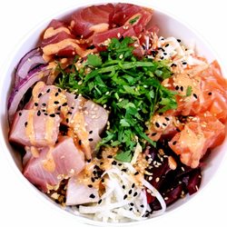 Poke Theory SB - Poke Theory Signature Bowl.
YELLOWTAIL+SALMON+TUNA