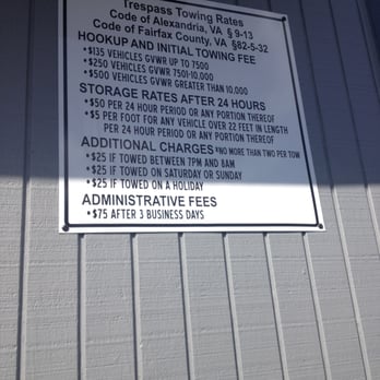 Dominion Towing - Dominion Towing charges and fees. (uploaded for information purposes) - Towing Near Me - Alexandria, Virginia