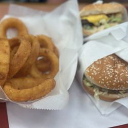 Best Burger - Black & Bleu Burger, Junior Cheeseburger and Onion Rings