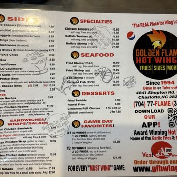 Golden Flame Hot Wings - Menu - Chicken Wings Near Me - Charlotte, North Carolina