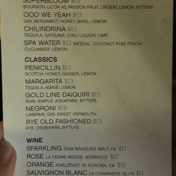 Gold Line - Menu - Cocktail Bars Near Me - Los Angeles, California