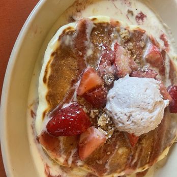 Snooze, an A.M. Eatery - Strawberry Shortcake Pancakes - Breakfast & Brunch Near Me - Houston, Texas
