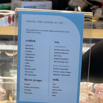 Capital One Lounge at JFK - Cafe drink menu - Airport Lounges Near Me - Queens, New York