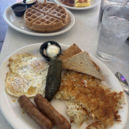 Farmer Boy Classic and Waffle Combo. Their Sausage has an amazing flavor!