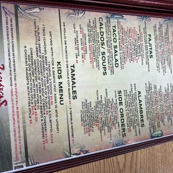 Zacatecas - Menu - Mexican Near Me - Franklin Park, Illinois